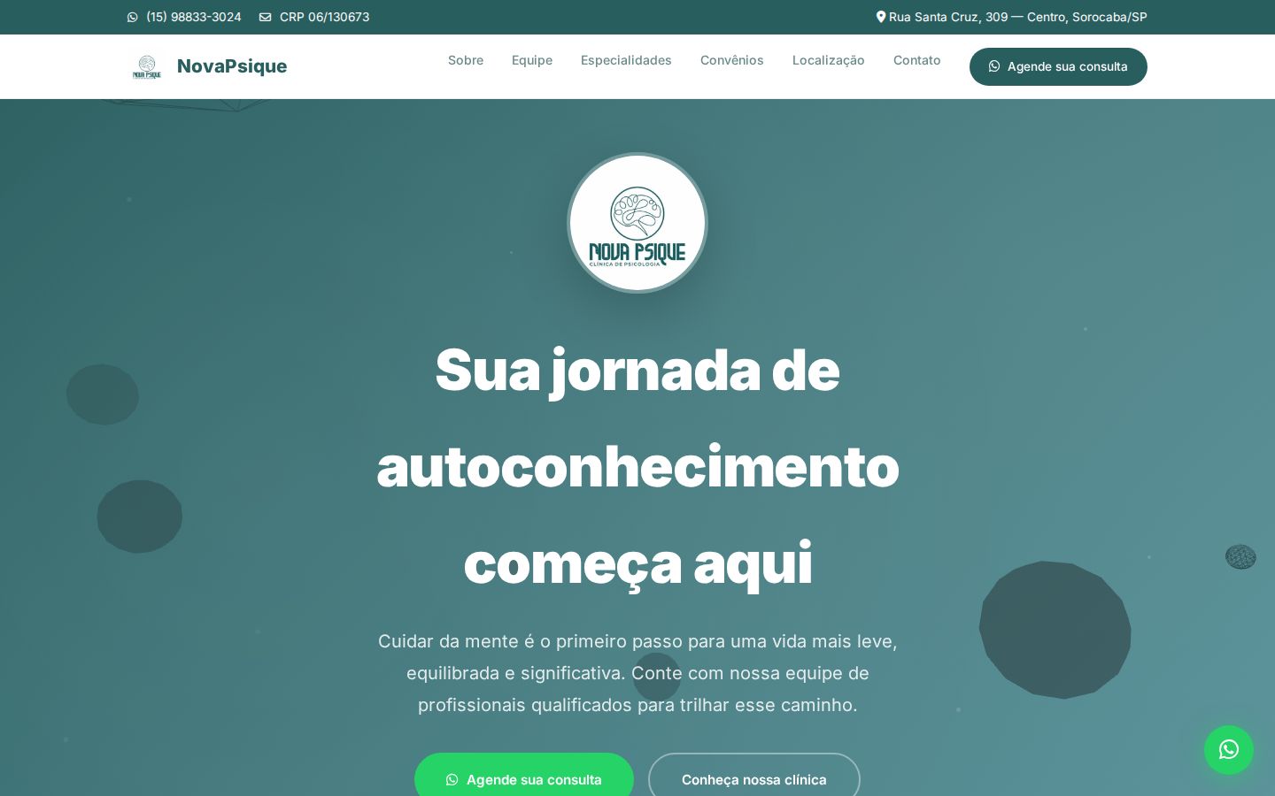 Screenshot do site Nova Psique